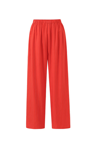 Tencel Stripe Lazy Pants Red
