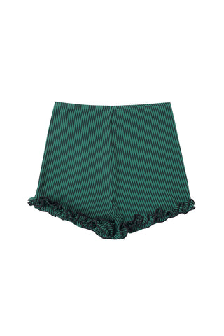 Striped Ruffle Shorts Green Stripe