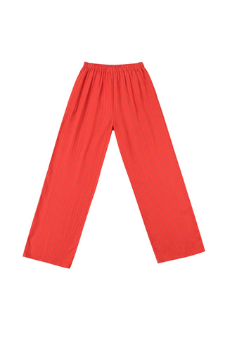 Tencel Stripe Lazy Pants Red
