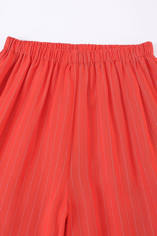 Tencel Stripe Lazy Pants Red