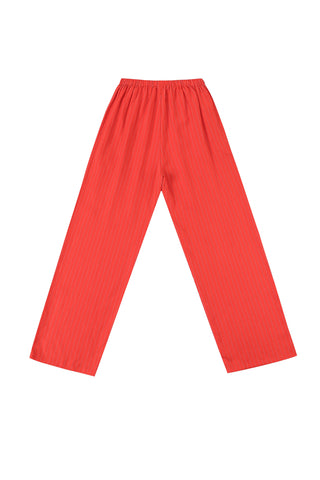 Tencel Stripe Lazy Pants Red