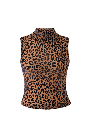 New Jersey Leopard Mock Neck Mesh Tank