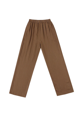 Tencel Stripe Lazy Pants Brown