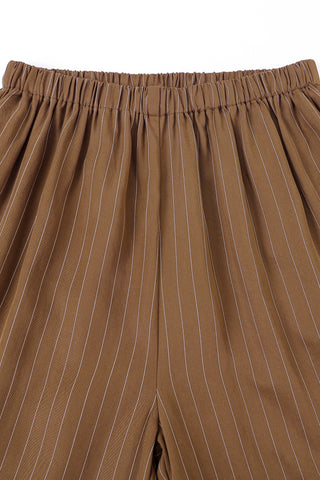 Tencel Stripe Lazy Pants Brown