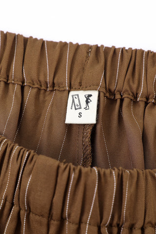 Tencel Stripe Lazy Pants Brown