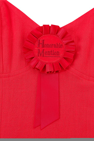 Honorable Mention Ribbon Soft Linen Midi Dress Red