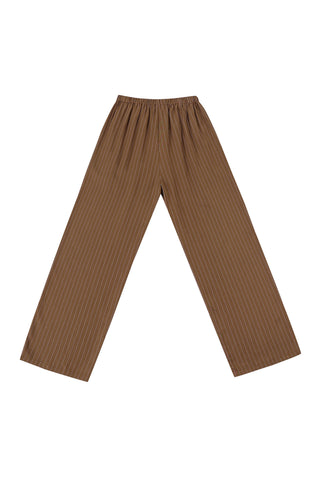 Tencel Stripe Lazy Pants Brown