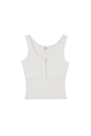 Tencel Rib Layered Bustier Tank White