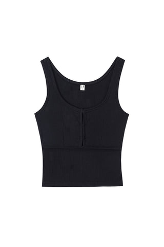 Tencel Rib Layered Bustier Tank Black