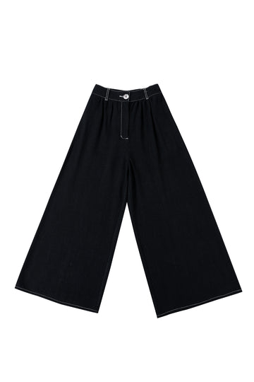 End of the world Black Linen Wide leg Trousers