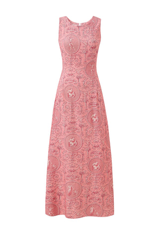 Soft Linen Maxi Dress "Women" Pink Toile