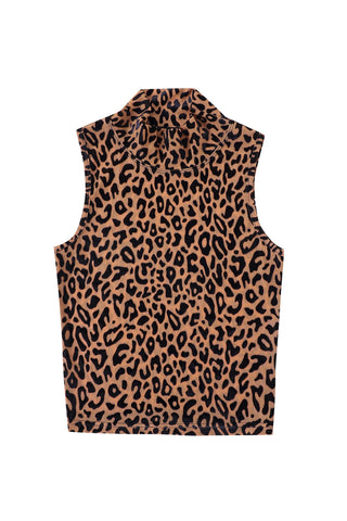 New Jersey Leopard Mock Neck Mesh Tank