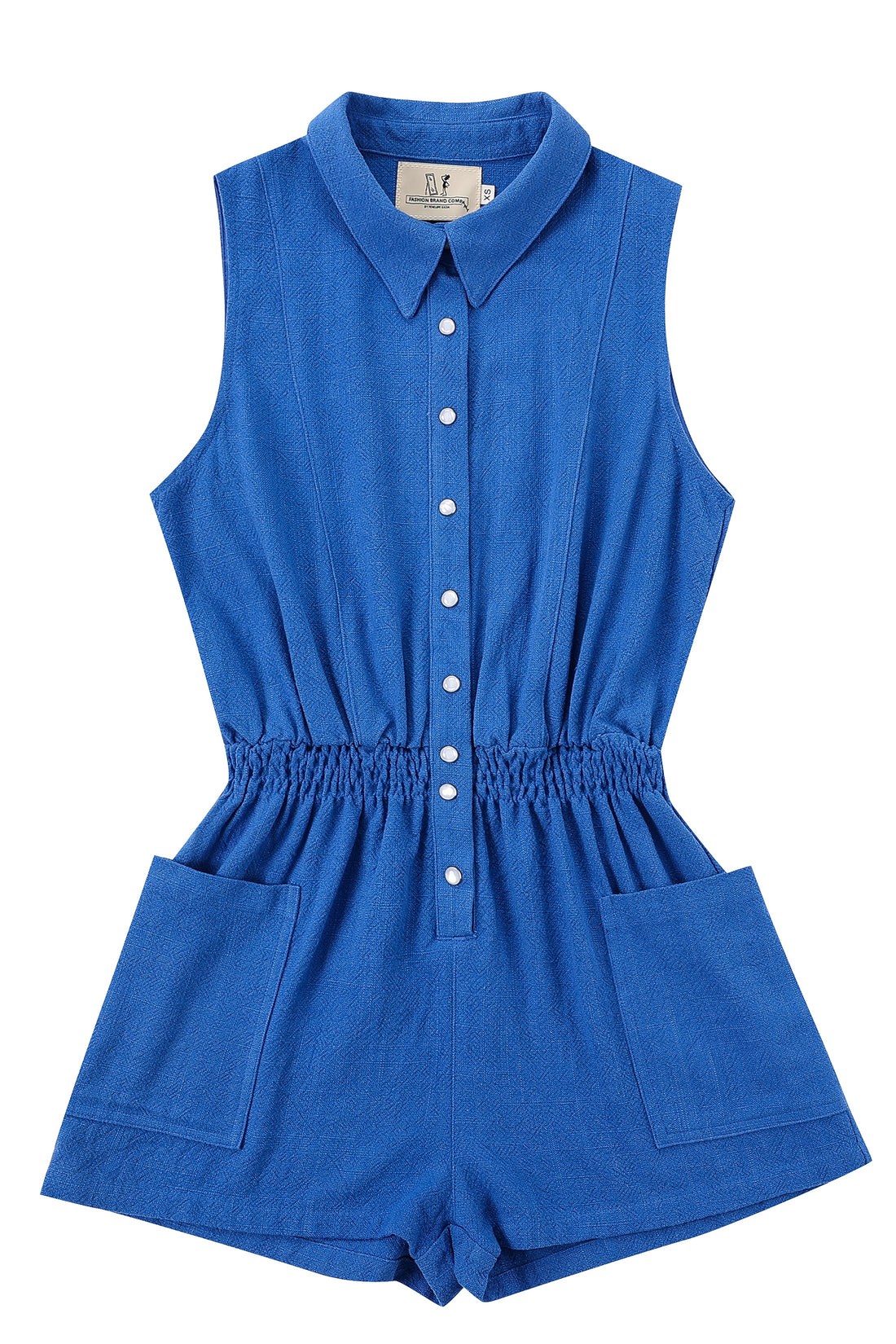 French Blue Linen Gym Class Romper