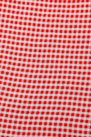 Soft Linen Apron Mini Dress Red Gingham