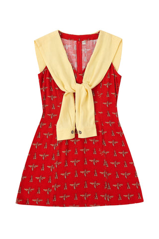Country Club Soft Linen Dress Red Bug
