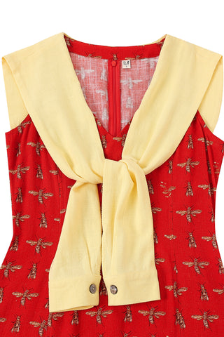 Country Club Soft Linen Dress Red Bug
