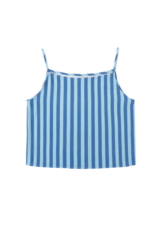 Crop Cami Soft Linen Tank Blue Stripe