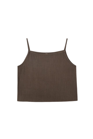 Crop Cami Soft Linen Tank Brown