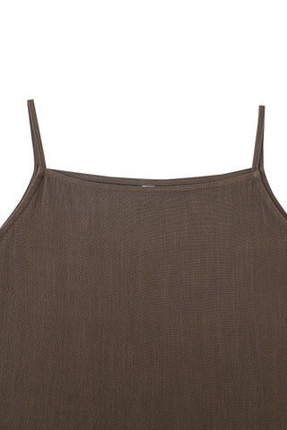 Crop Cami Soft Linen Tank Brown