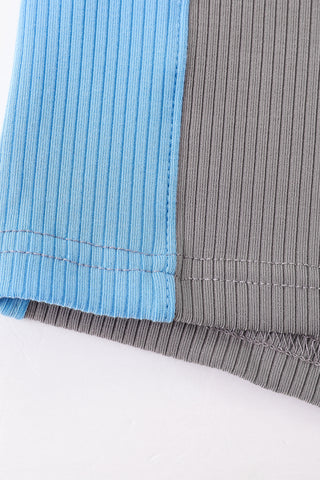 Tencel Rib Side Stripe Short Shorts Gray/Blue