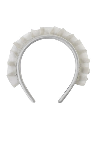 Silk Organza Ruffle Headband Silver