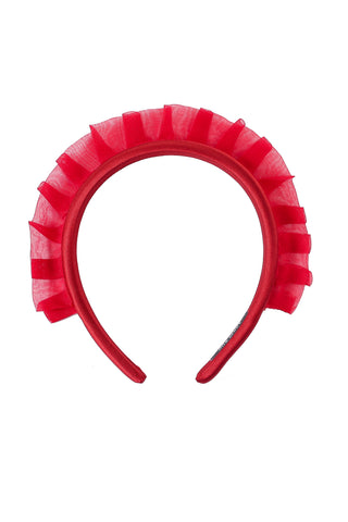 Silk Organza Ruffle Headband Red