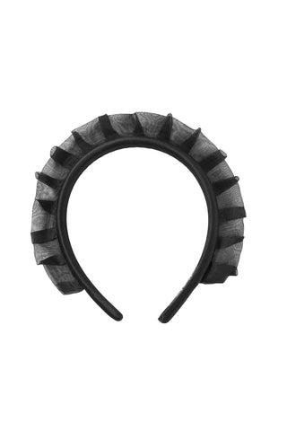 Silk Organza Ruffle Headband Black