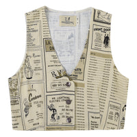 Crop Yellow Pages Linen Vest