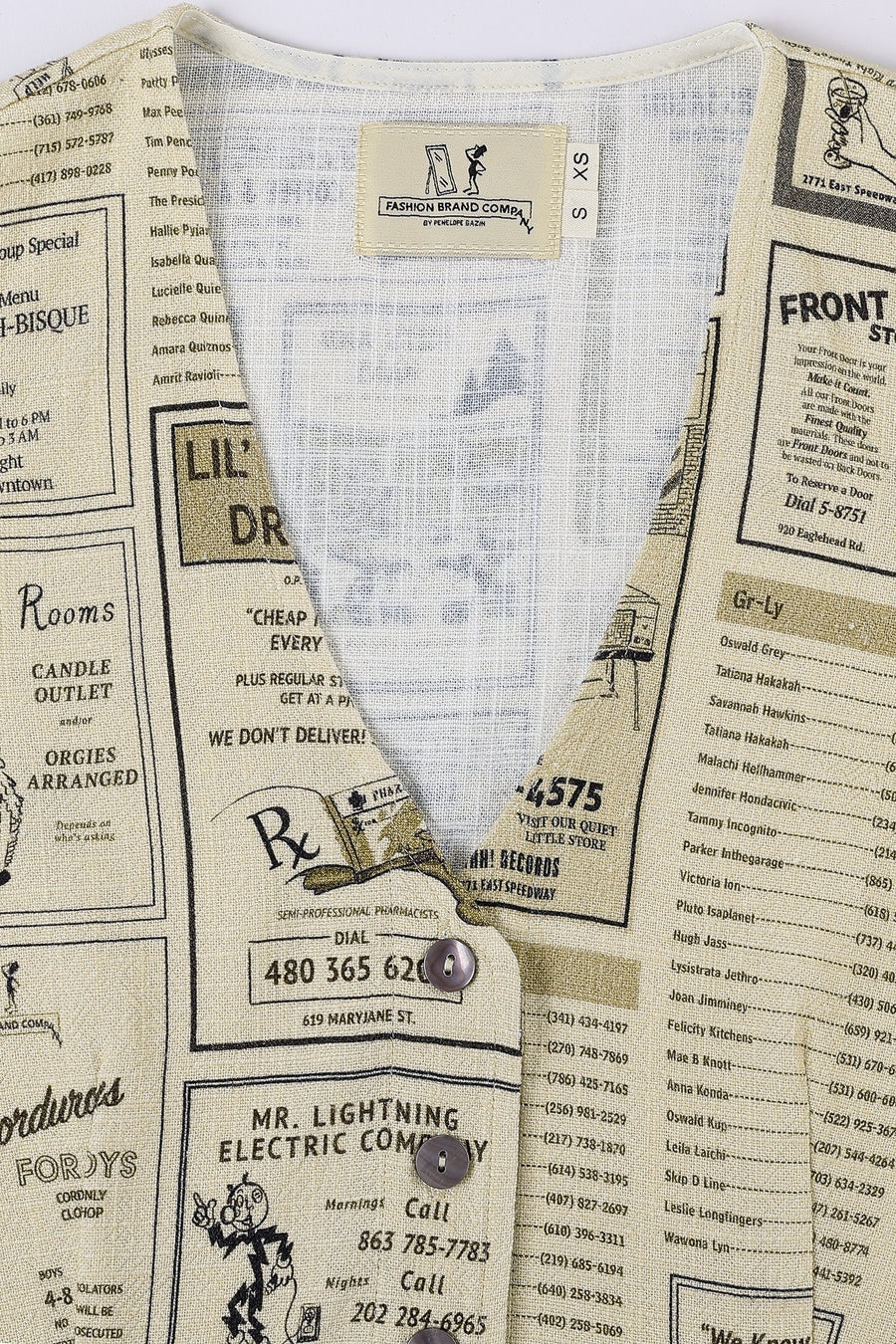 Crop Yellow Pages Linen Vest