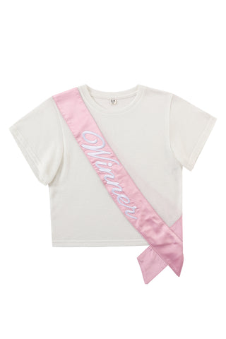 Winner's Sash Wool Blend Tee White / Pink