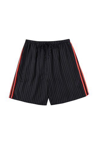 Unisex Sporty Tencel Stripe Easy Shorts Black/Red
