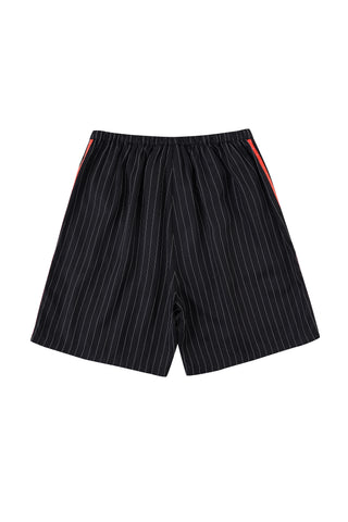 Unisex Sporty Tencel Stripe Easy Shorts Black/Red