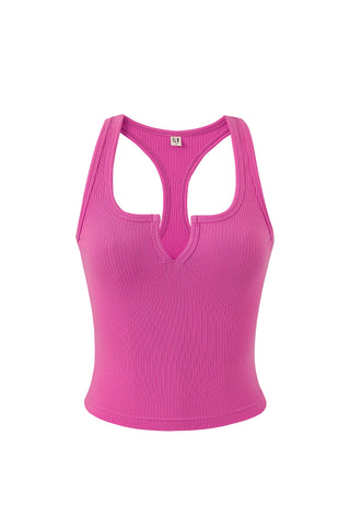 Split Racerback Tencel Rib Tank Pink