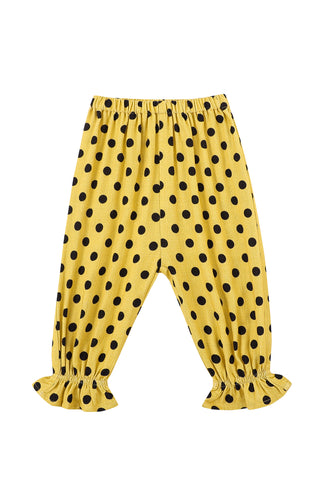 Toddler Soft Linen Long Bloomers Yellow Polka Dot