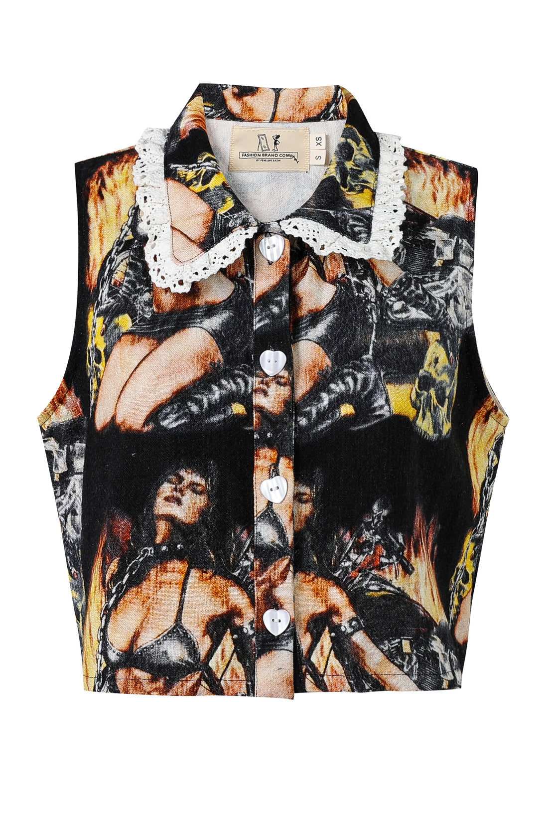 SUMMER LOVE Linen Tank Biker Fire