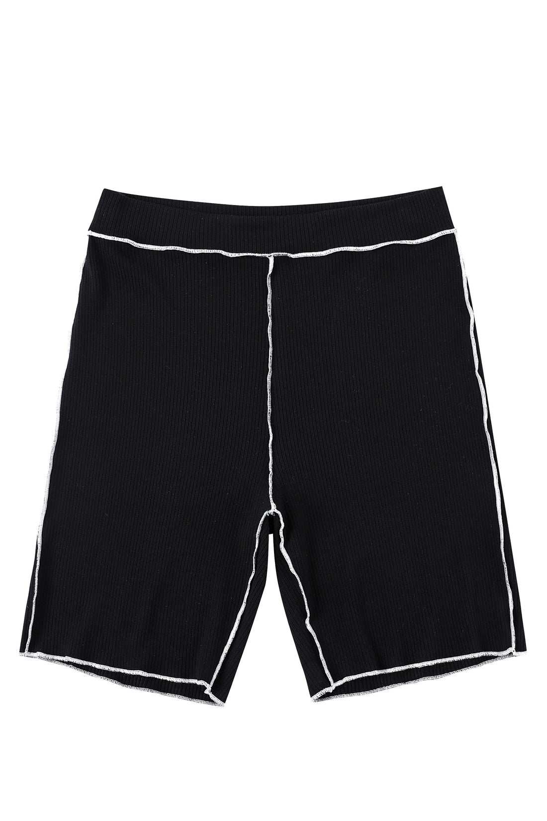 Tencel Rib Black Bike Shorts