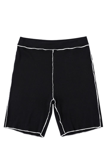 Tencel Rib Black Bike Shorts