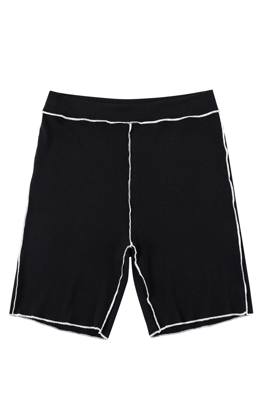 Tencel Rib Black Bike Shorts