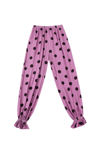 Long Bloomers Soft Linen Purple Polka Dot