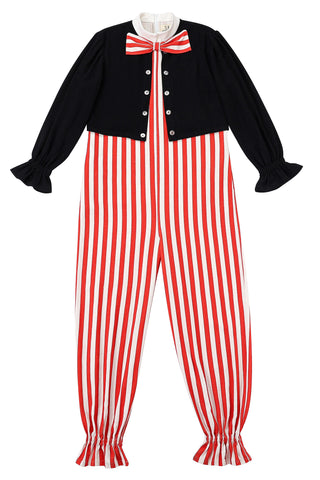 Striped Bowtie Clown Jumpsuit