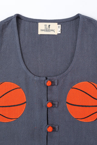 Basketball Boobs Linen Crop Tank Charcoal