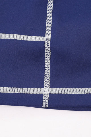 Navy Contrast Seam Pocket Yoga Shorts