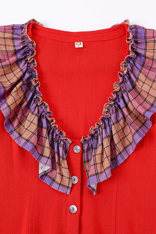 Ragdoll Blouse Soft Linen Purple Plaid