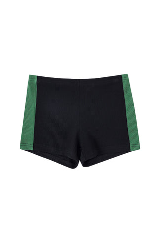 Tencel Rib Side Stripe Short Shorts Black/Green