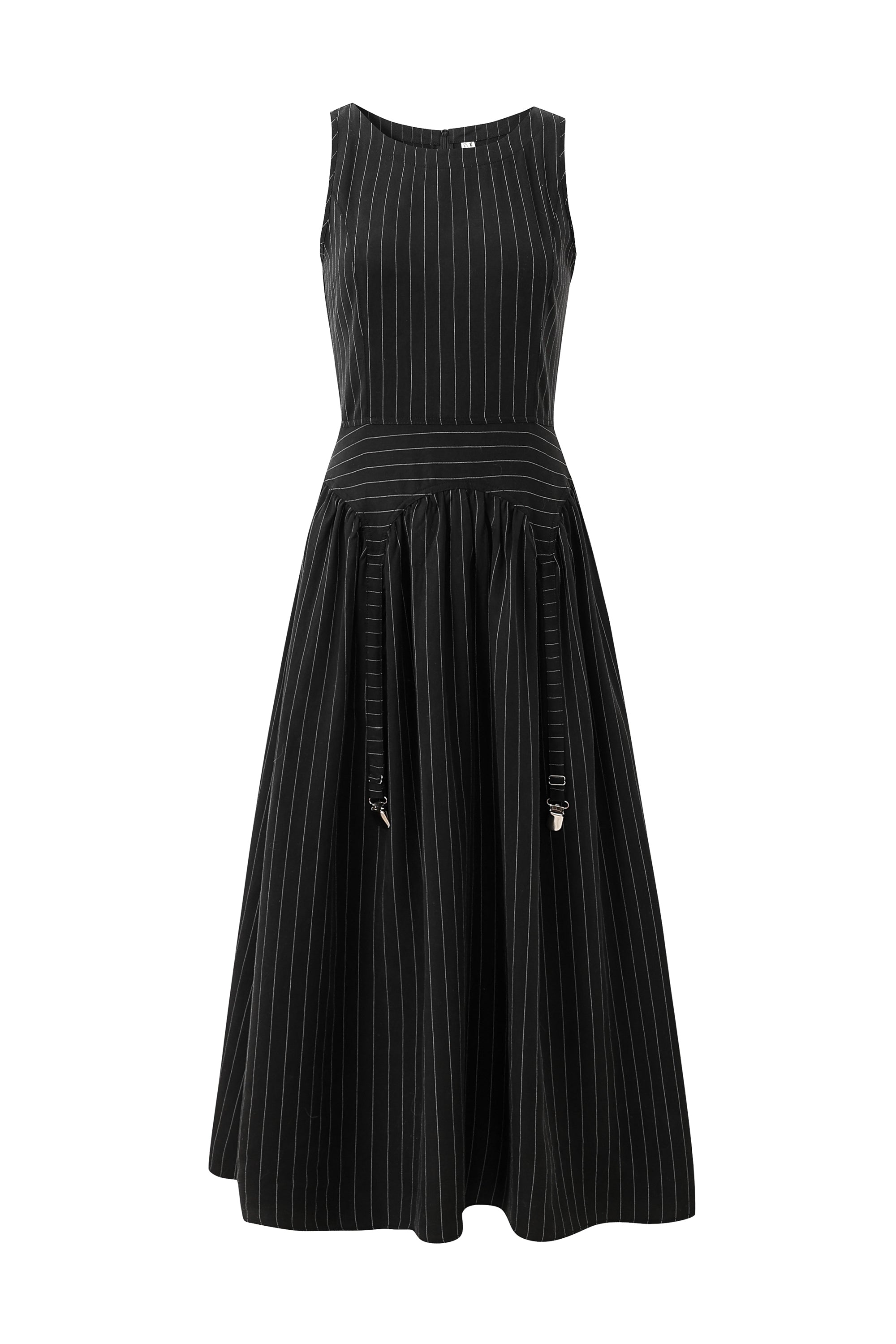 Garter Dress Tencel Stripe Black L / Black Stripe
