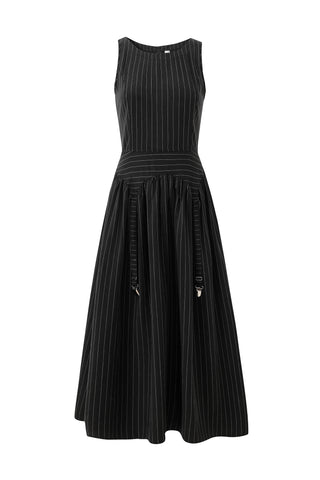 Garter Dress Tencel Stripe Black