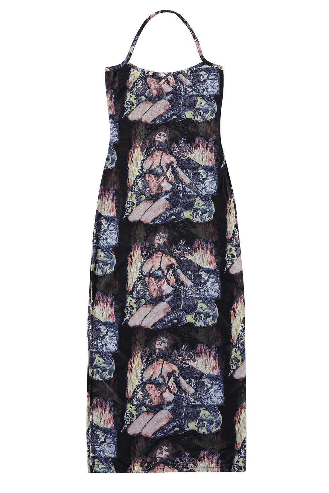 Biker Fire Mesh Revenge Halter Dress