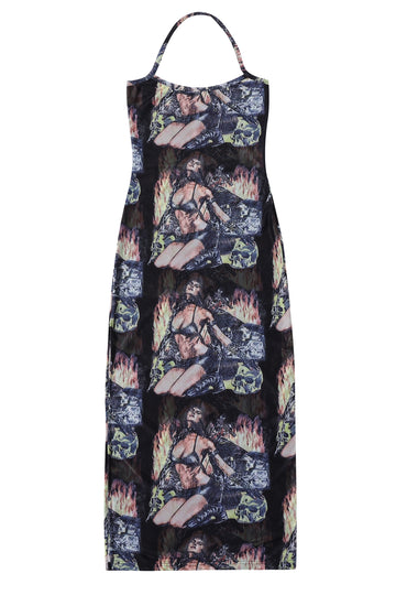 Biker Fire Mesh Revenge Halter Dress