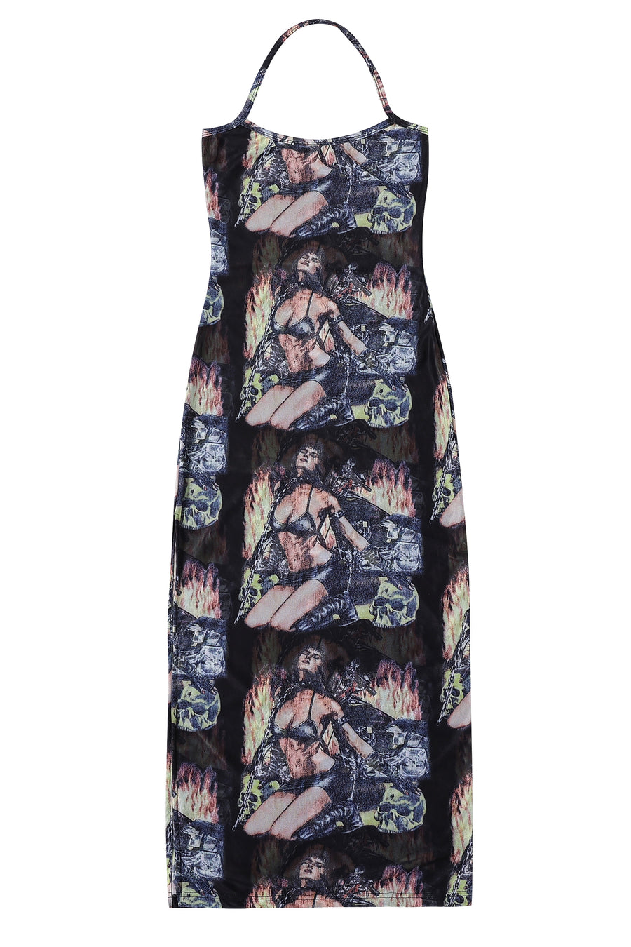 Biker Fire Mesh Revenge Halter Dress