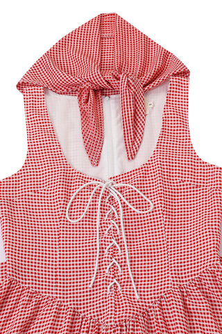 Farm Chores Soft Linen Dress Red Gingham